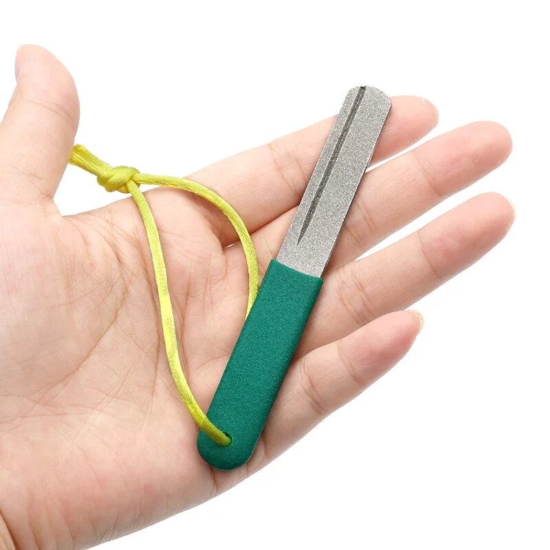 Afilador de cuchillos de doble cara, herramienta de afilado de diamante, accesorio de pesca
