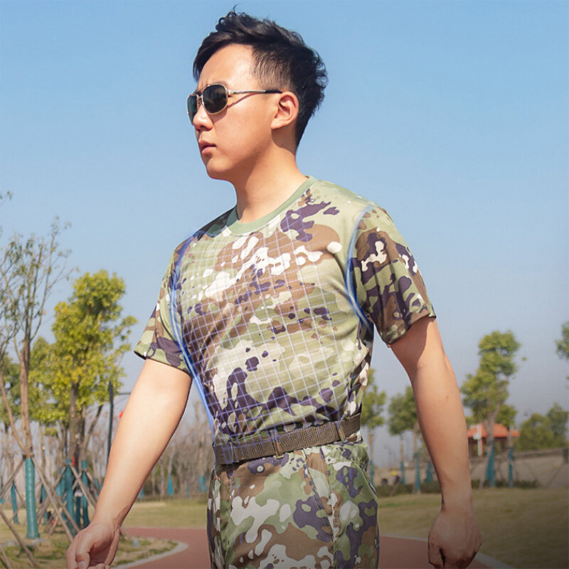 남성용 위장 사냥 셔츠, 전술 낚시 셔츠, 육군 군사 티셔츠, 카모 하이킹 캠핑 속건성 의류