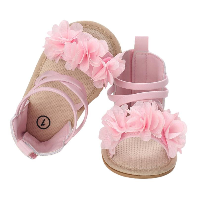 2022-04-12 Lioraitiin 0-18M เด็กทารกแบบลำลองสำหรับเด็กผู้หญิงรองเท้าแตะดอกไม้ Patchwork Soft Sole ลื่นรองเท้าแบนเจ้าหญิง