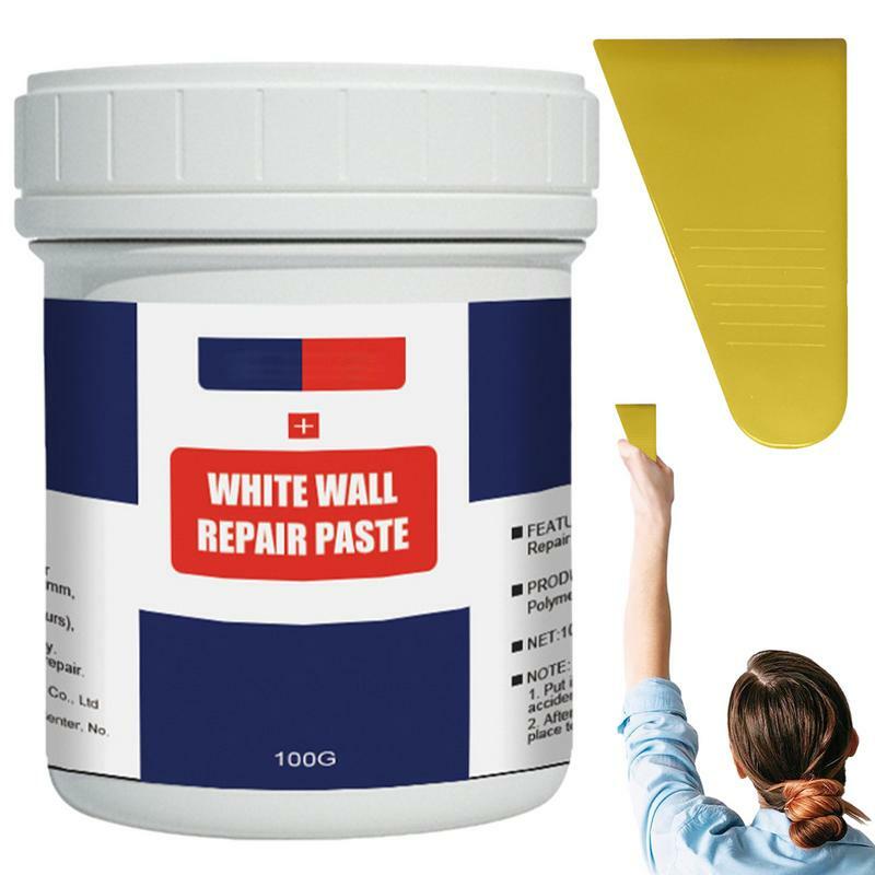 Agent de réparation murale, crème de réparation murale avec grattoir, peinture valide et anti-moisissure, patch à séchage rapide, restauration pour trou