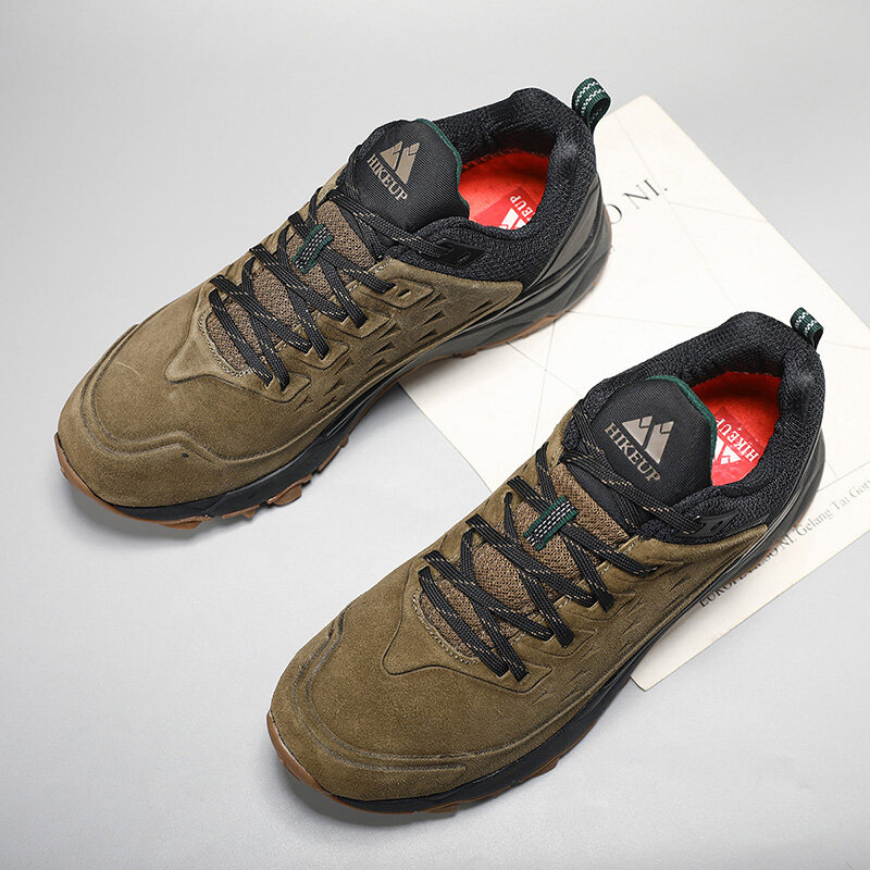 HIKEUP-Chaussures de randonnée en cuir suédé pour hommes, résistantes à l'usure, non ald, extérieur, rencontre, escalade, trekking, chasse, sports, dernier cri