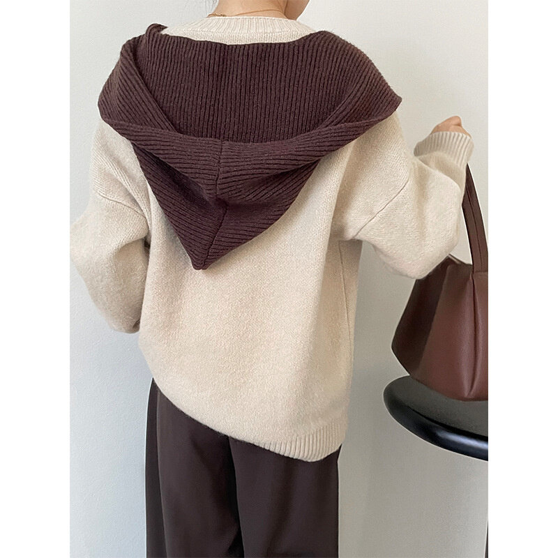 Chal con capucha para mujer, bufanda cálida para otoño e invierno, 83x54cm