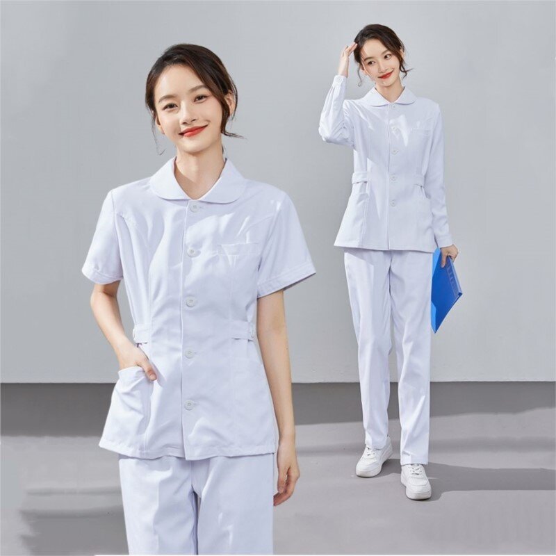 Uniforme da infermiera a maniche lunghe Scrub elastico uniforme medica antistatico clinica odontoiatrica abbigliamento da lavoro abiti da infermiera ospedaliera set diviso
