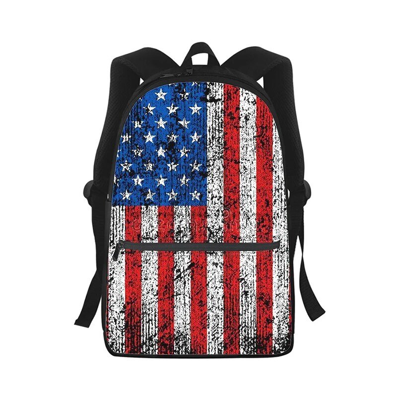Mochila con estampado 3D de la bandera americana de EE. UU. Para hombre y mujer, bolso escolar para estudiantes, mochila para ordenador portátil, bolso de hombro de viaje para niños