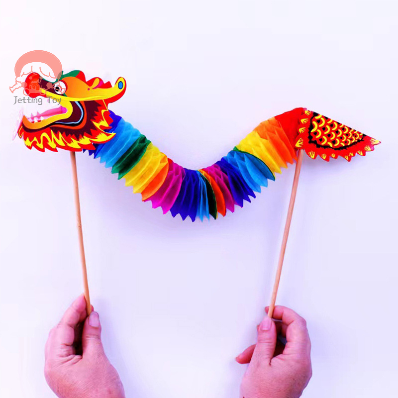 Papier do majsterkowania smok materiał rzemiosła chiński nowy rok DIY smok wystrój chiński smok taniec trójwymiarowy Pull Flower
