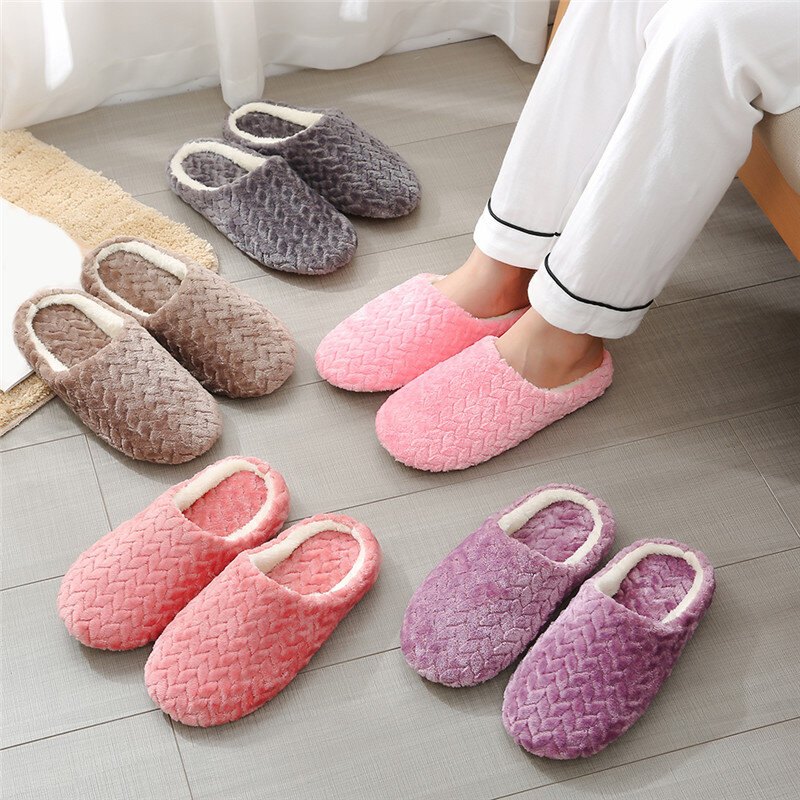 Women Men Winter Slippers Soft Bottom Warm Slippers New Japanese Non-Slip Wooden Floor Indoor Bedroom Cotton Slippers