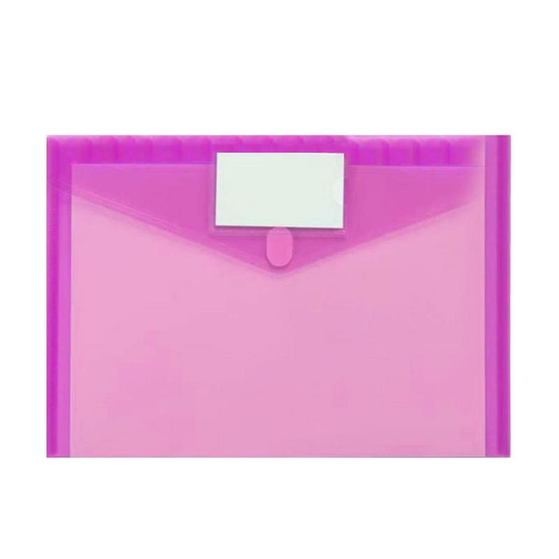 Folder warna-warni untuk File alat tulis dokumen ukuran A4 alat tulis tahan air tas File bening desain Snap-On untuk dokumen faktur