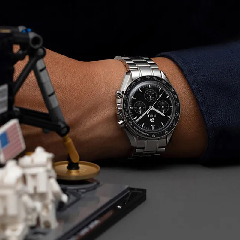 Speedmaster jam tangan mekanis otomatis pria, jam tangan bisnis modis santai cermin safir tanggal otomatis mewah 2024