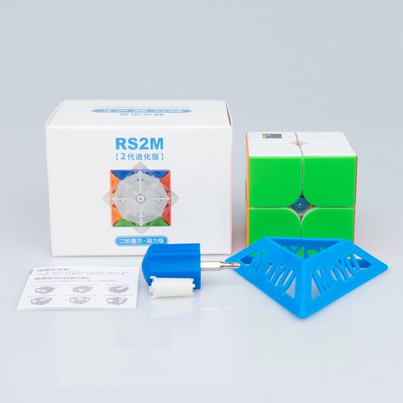 Moyu RS2M 2022 V2 M 마그네틱 매직 스피드 큐브 스티커리스 전문 피젯 장난감, MOYU Rs2m 2x2 V2 큐브 매직 퍼즐