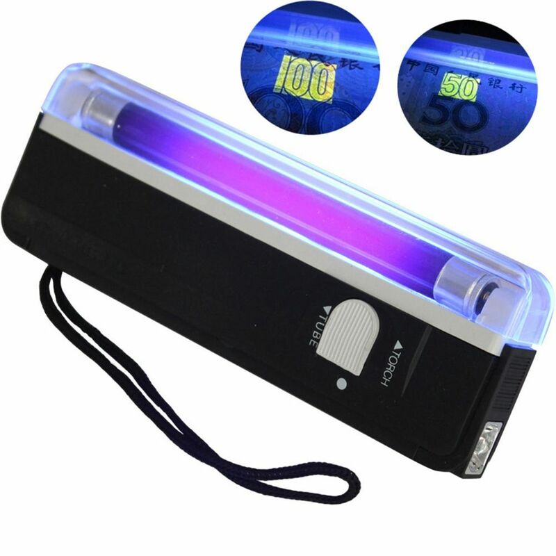 LED-Gerät betrieben Handheld 6V 2 in1 Schwarzlicht blinkende UV-Lampe UV tragbaren Geld detektor