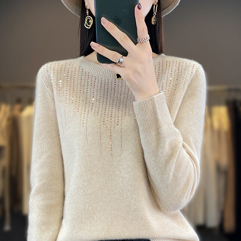 Корейский женский топ рубашка осень-зима новинка Женский пуловер с круглым вырезом Универсальный с длинными рукавами с вырезами из тонкого материала