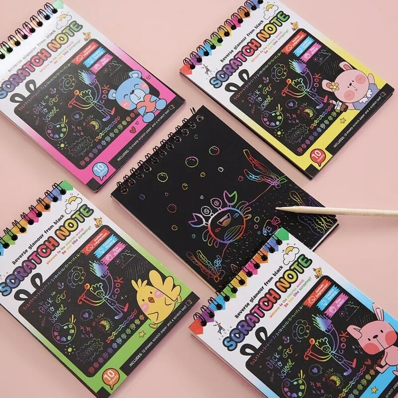 Regenbogen Magie Scratch Off Papier Set für Kinder Kunst Schaben Malerei Spielzeug DIY Graffiti Buch Kinder Montessori Pädagogisches Spielzeug