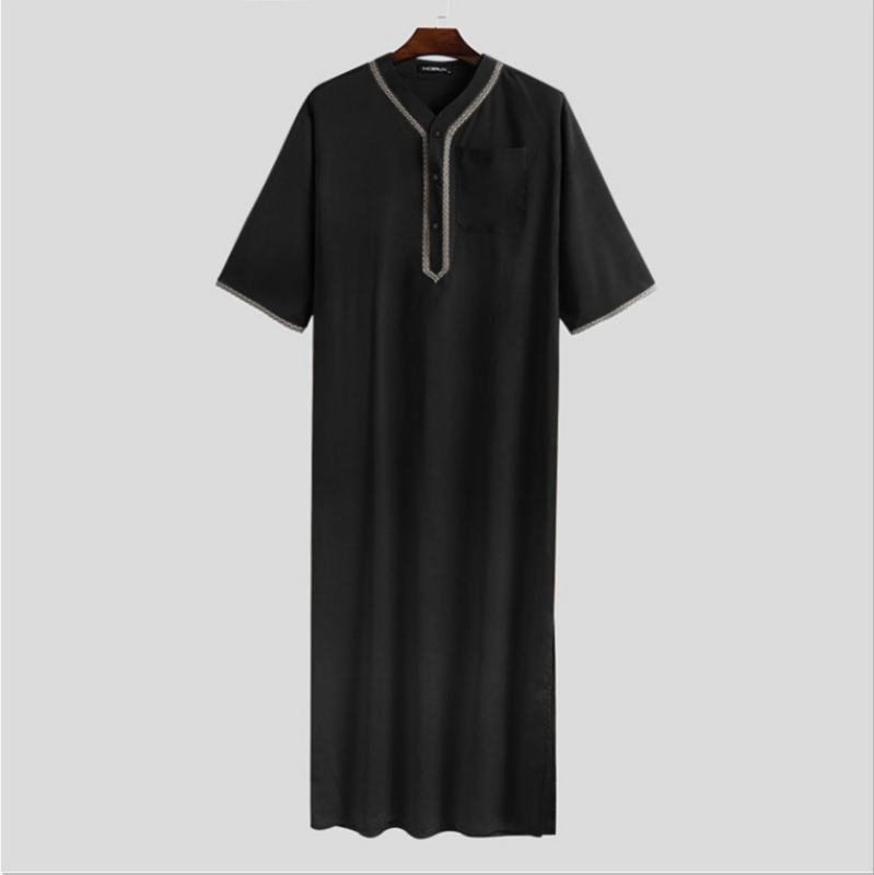 이슬람 남성 의류, 루즈핏 로브, 남성용 버튼 셔츠, 중동 아랍 두바이 카프탄 남성용