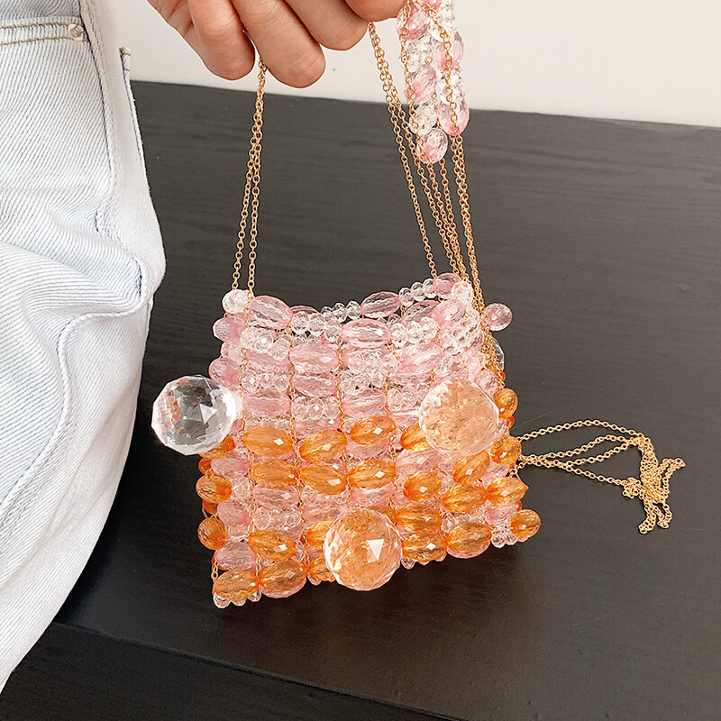 Coin Purse Luxury Crystal Beads Bag For Women 2022 Mini Crossbody Bags Fashion Ladies Lipstick Pouch Bead Transparent Bagg