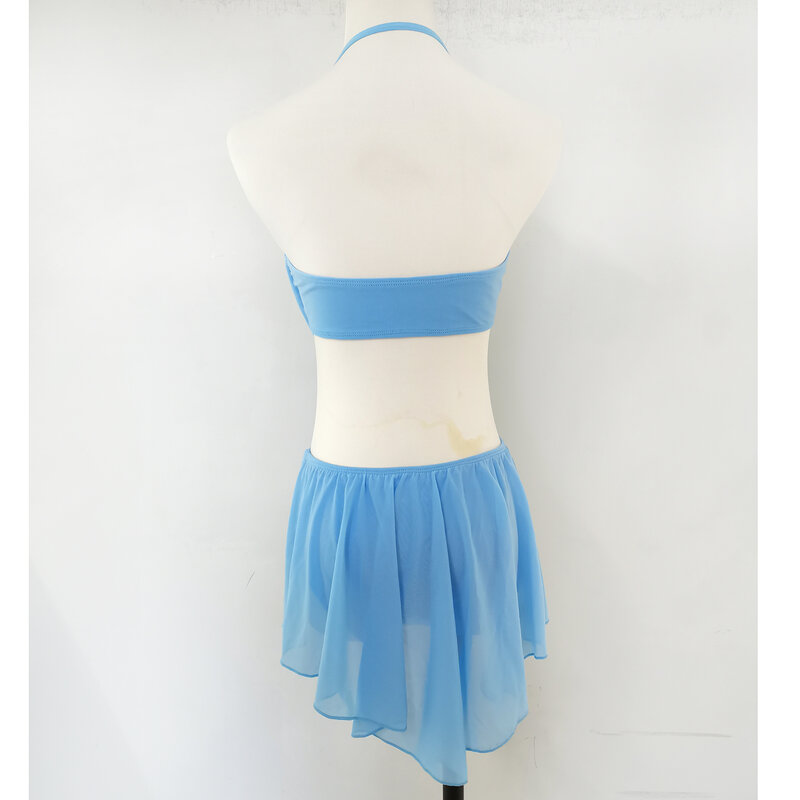 JoyCan vestido de baile lírico azul, traje de baile de Jazz, ropa de Pole Dancing, entrenamiento de rendimiento para niña