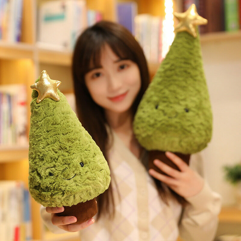 1 Buah 29-65CM Mainan Mewah Pohon Natal Tiruan Boneka Bantal Mewah Hijau Lucu Boneka Pohon Harapan untuk Gaun Natal