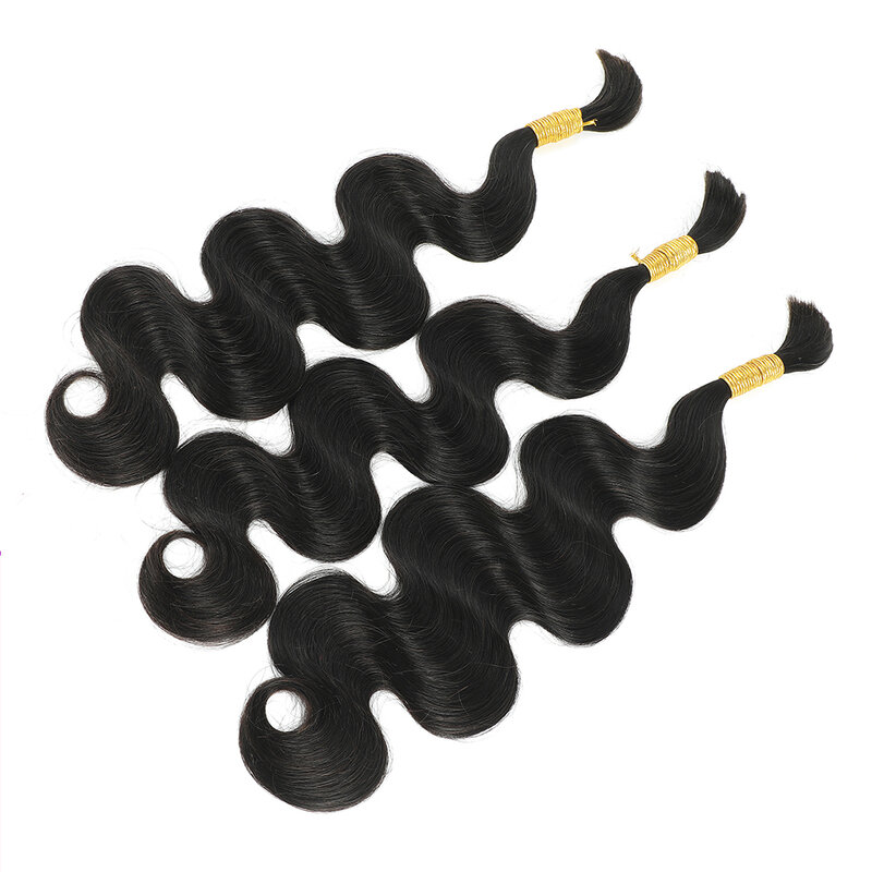 Linhua, волнистые человеческие плетеные волосы для вязания крючком, богемные/богемные плетеные волосы без узлов, двойные волосы без узлов, насыпью 1B цвет
