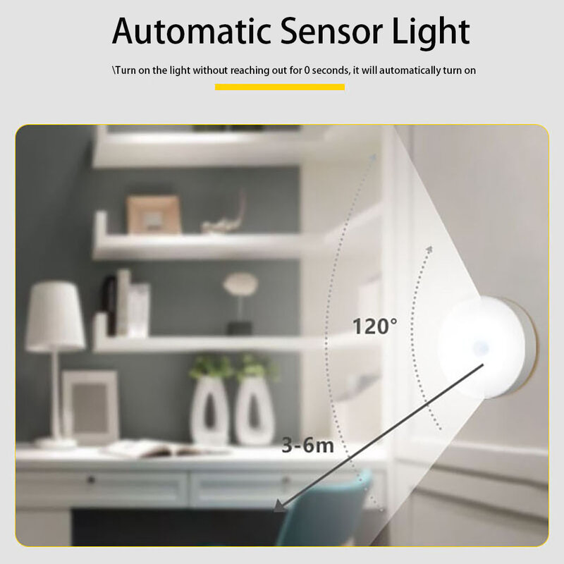 LED أضواء ليلية USB قابلة للشحن اللاسلكية الحائط الجسم التعريفي محس حركة ليلة الإضاءة مصباح السرير خزانة ملابس لغرفة النوم