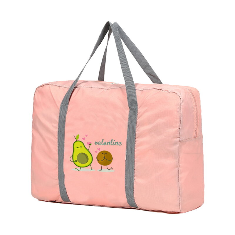 Sacos de viagem dobrável organizador de bagagem masculina unissex saco de armazenamento de roupas abacate valentim padrão duffle bolsa feminina bolsas tote