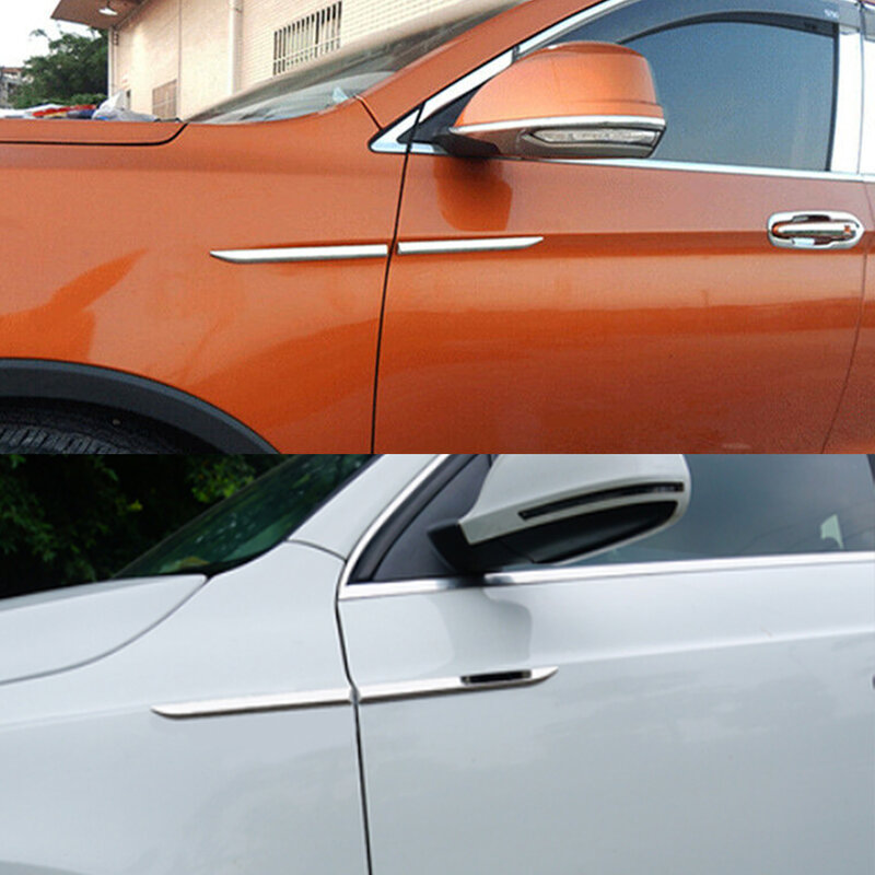 4Pcs Universal Car Front Door Side Fender Trim Cover Emblem Sticker Decorative Chrome Stainless Steel