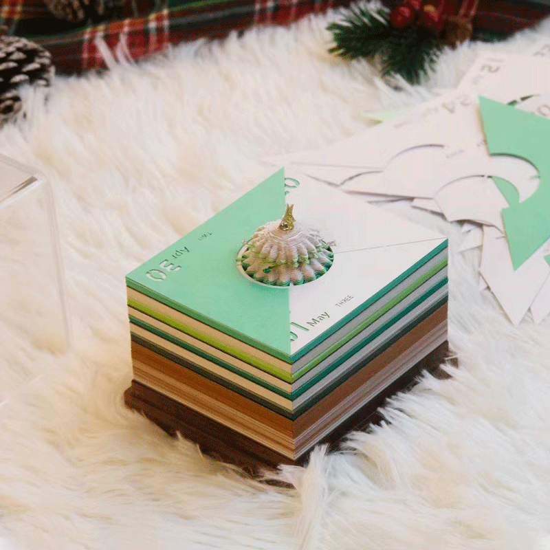 Christmas Tree 3D Three-dimensional Note Book Paper Carving Decor Memo Birthday Calendar Treehouse Office Notepad Gift Note