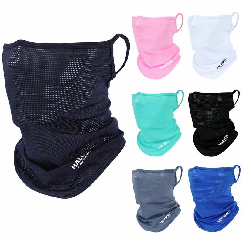 Windproof Dustproof Bike Mask, Cor Sólida Diária, Seda Gelo, Proteção UV Sun, Respirável, Cara cheia, Esporte ao ar livre