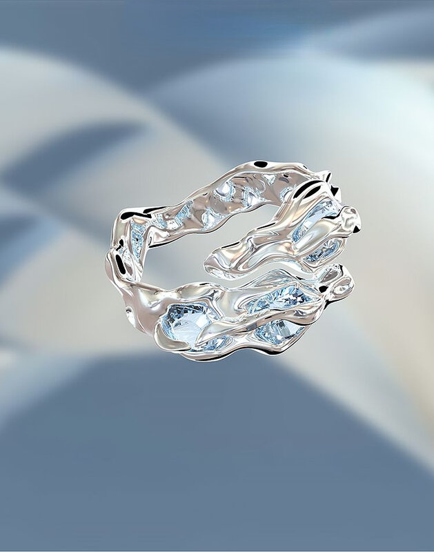 Nowy 2023 wykwintne modne niebieskie kryształowy pierścień Unisex prosty otwarty pierścień bankiet prezent akcesoria biżuteryjne