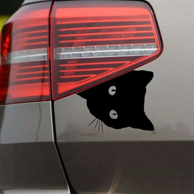Kreative Schwarz Katze Gesicht Spähen Auto Aufkleber Automotive Aufkleber Fenster Dekoration Reflektierende Aufkleber Fenster Tür Aufkleber 12*15cm