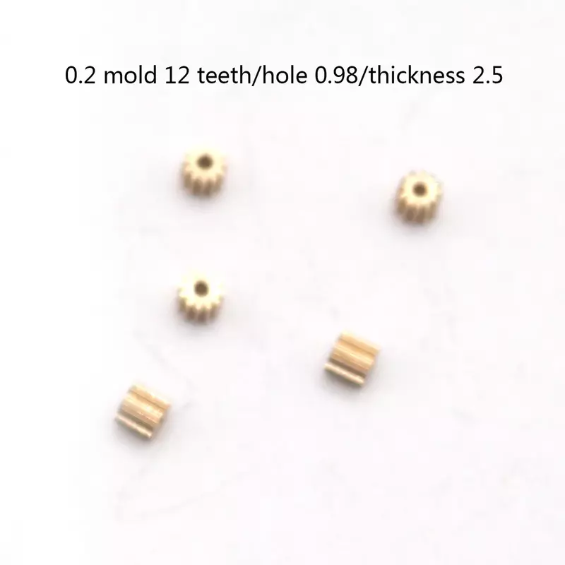 5 piezas 0,2 Módulo 8 dientes 12 dientes 14 dientes 16 dientes engranaje de cobre módulo pequeño engranaje recto