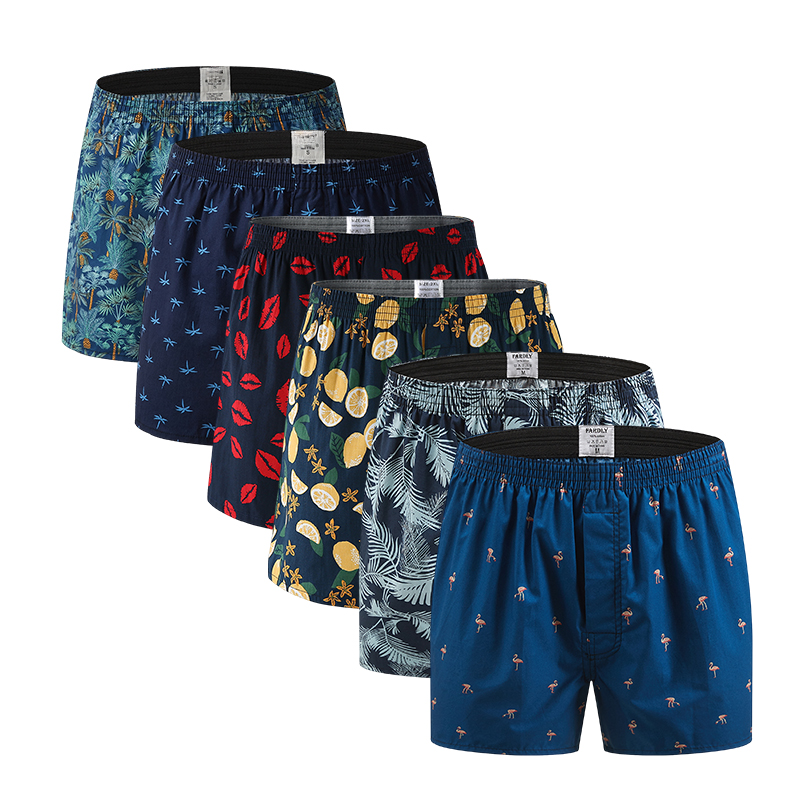Boxer Shorts de algodão confortável masculino, calcinha masculina, cueca em casa, cuecas estampadas moda, plus size