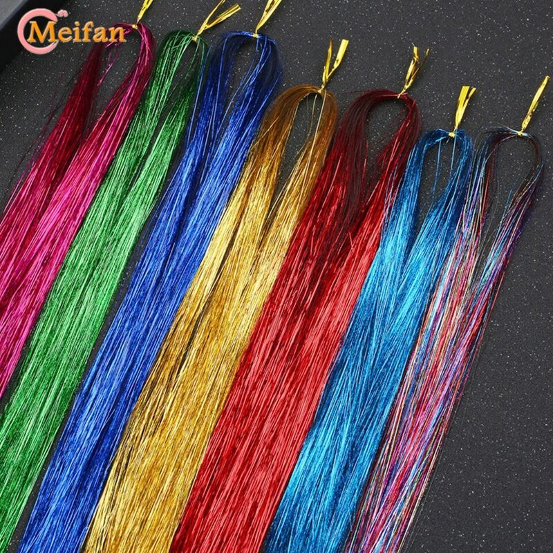 Meifan Synthetische Shiny Lint Kleurrijke Regenbogen Clip In Hair Extensions Hip Hop Vlechten Paardenstaarten Dreadlocks Haar Accessoires