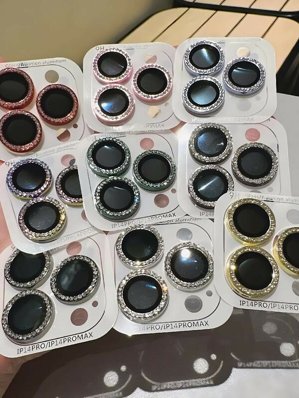 Luxo Pretty Shine Diamond Camera Lens Protector Case, Capa de Vidro Brilho para Menina, iPhone 15, 12, 11, 14, 13 Pro Max