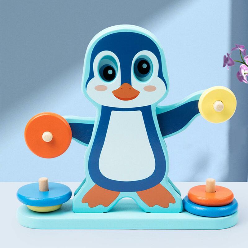 Juguete Montessori de equilibrio de pingüino de madera, bloques de apilamiento para jardín de infantes