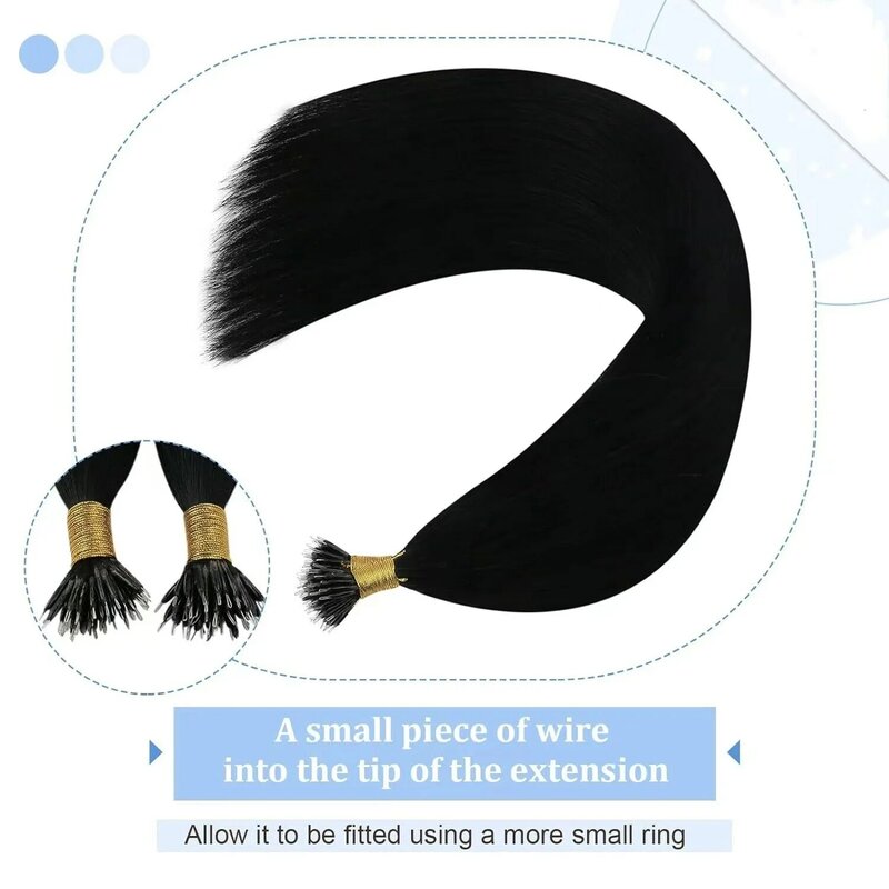 Нано-кольцо для наращивания волос, искусственные человеческие волосы для наращивания, нано-звено, черные волосы для наращивания, настоящие человеческие волосы, нано-удлинители # 1B