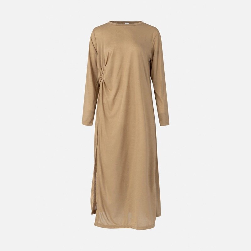 Jalabiya-Robe musulmane à manches longues pour femmes, Abaya, Dubaï, Kaftan, Turquie, Robe document solide, Robe Islamique, Ramadan, Caftan, Vêtements islamiques