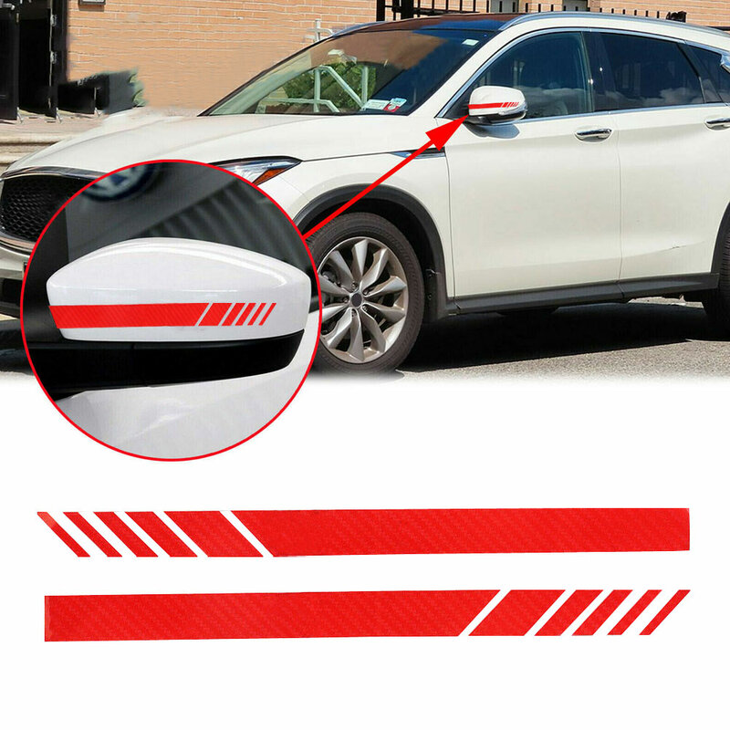 Car Rearview Mirror Decoration Red Carbon Fiber 5D Sticker Stripe Decal Sticker Decoration Accessories Self-adhesive Waterproof