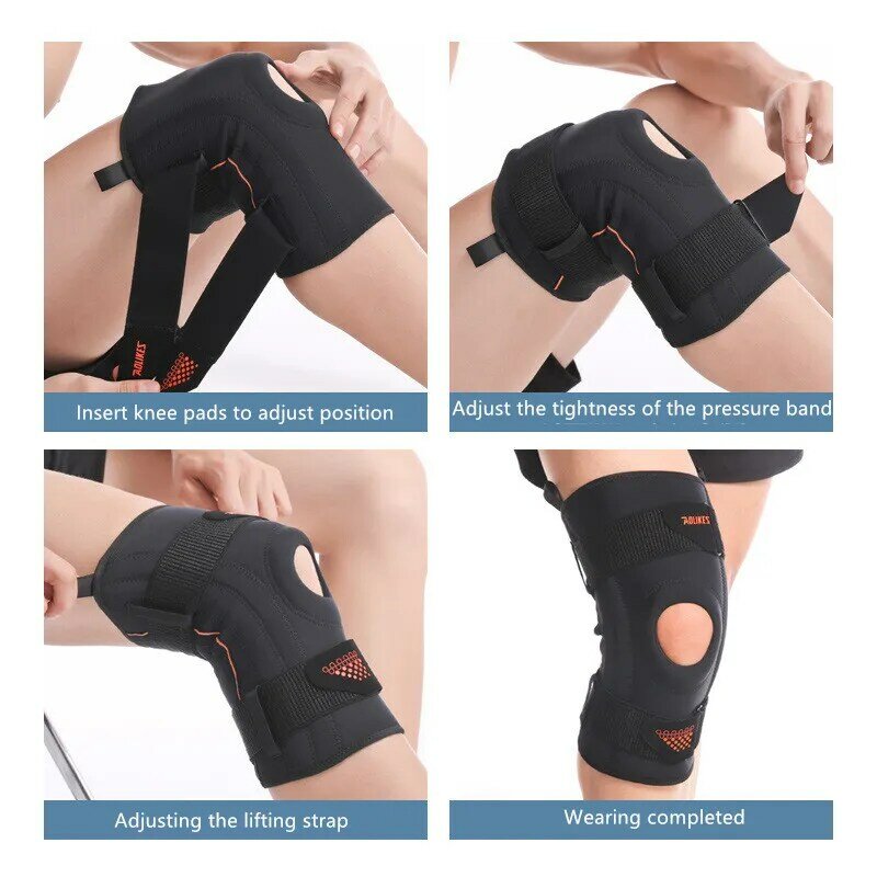Rodilleras de soporte de resorte, Protector de rodilla de compresión, absorción de impactos, prevención de lesiones en las articulaciones de la rodilla, baloncesto, senderismo