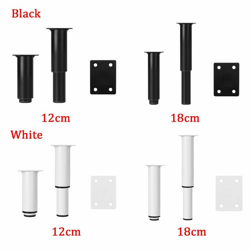 12/18cm Adjustable Height Furniture Legs Durable Carbon Steel Table Feet Sofa Bed Leg Replacement Heavy Duty Furniture Hardware