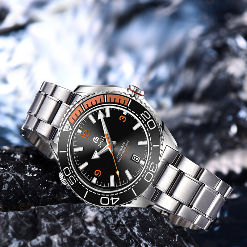 Originele Mode Heren Naaister 600 Mechanisch Horloge Merk Gebogen Saffier Glas Waterdicht Zakelijk Horloge