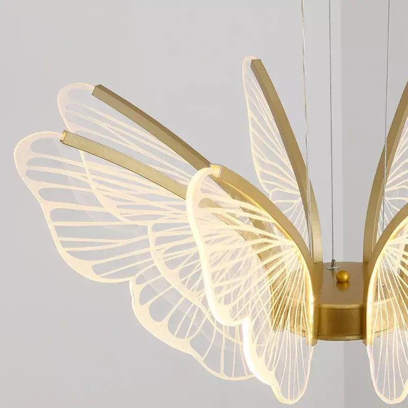 Nordic Creative Butterfly Chandeliers Living Room Restaurant Bedroom LED Intelligent Pendant Lamp Modern Indoor Lighting Decor