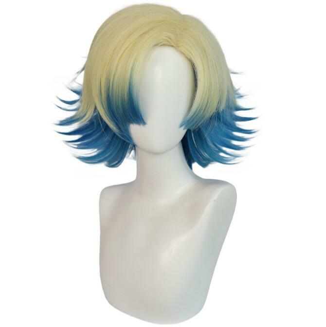 In Stock 54cm Michael Kaiser Cosplay Wig Anime Yellow Kaiser Wig Heat Resistant Synthetic Wigs