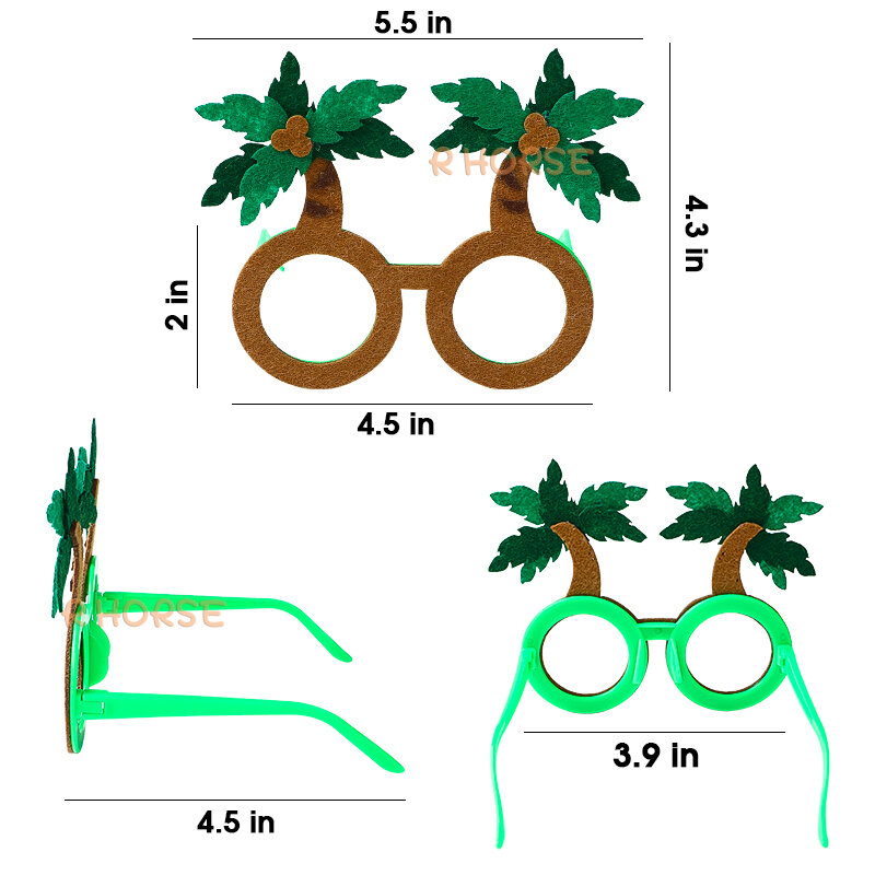 Cadres de lunettes de paupières tropical hawaïen pour enfants, ananas, palmier, perroquet AMP, lunettes en feutre, fournitures de fête sur la plage Luau, 12 pièces