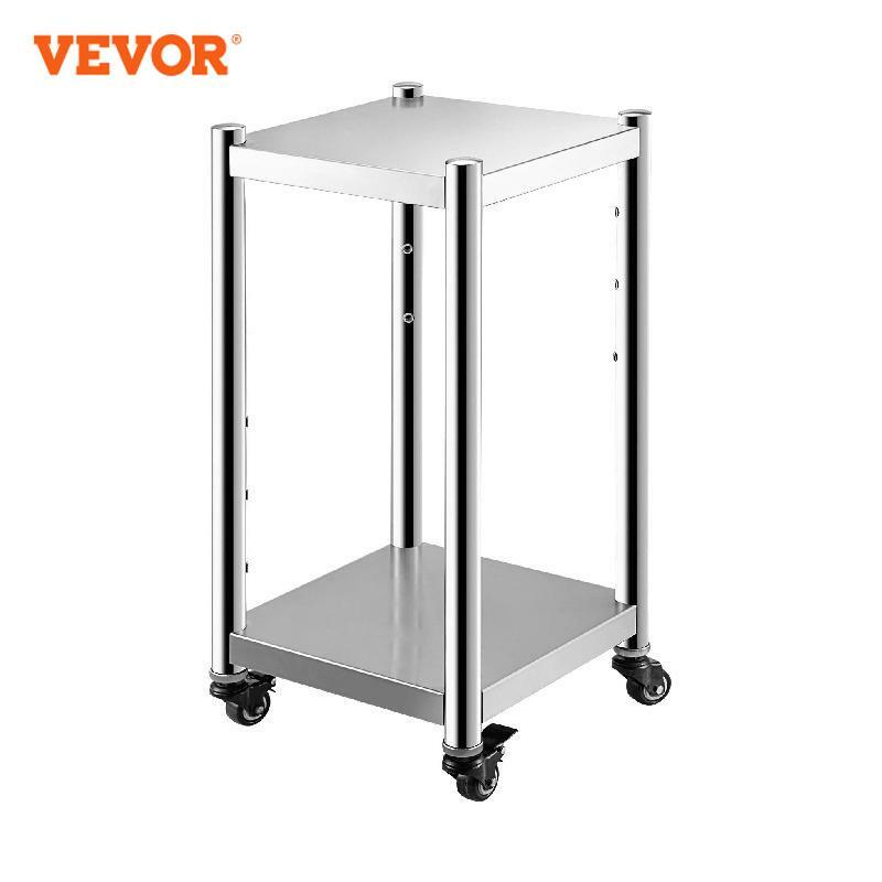 VEVOR Catering Trolley Cart Rice Warmer Stand Cart with Wheels & Brakes Stainless Steel 14" x 14" for Restaurant, Hotel, School