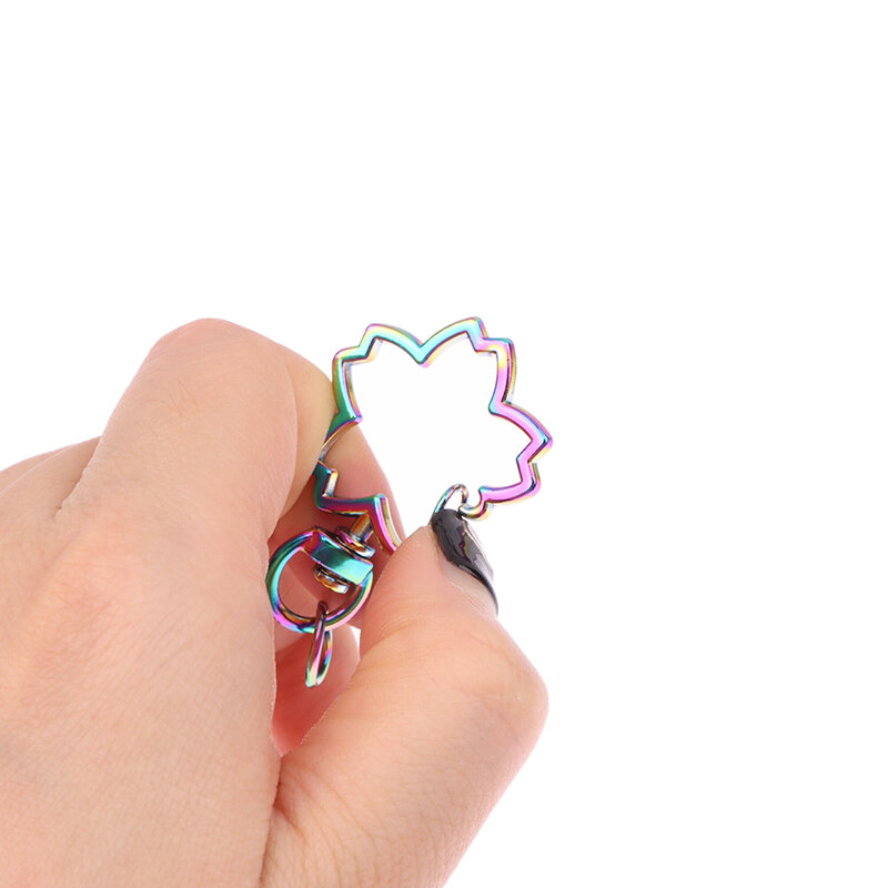 5Pcs Rainbow Charms Key Ring Cat Moon Star Heart Keychain Lobster Clasp With Keyring DIY Jewelry Making For Bags Accessories