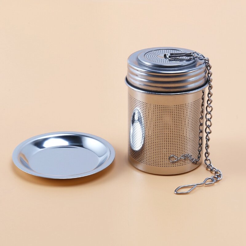 Teekugel-Aufguss-Tee-Aufguss aus Edelstahl für losen Tee mit Ketten haken und Untertasse-extra feinmaschiges Teesieb