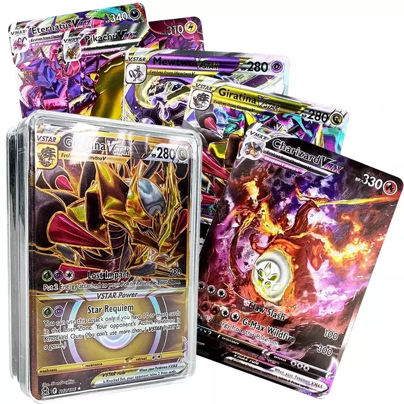 New English Spanish French Pokemon Cards Holographic EX Vstar Vmax GX Letter Rainbow Arceus Shiny Charizard Mewtwo Trading Cards
