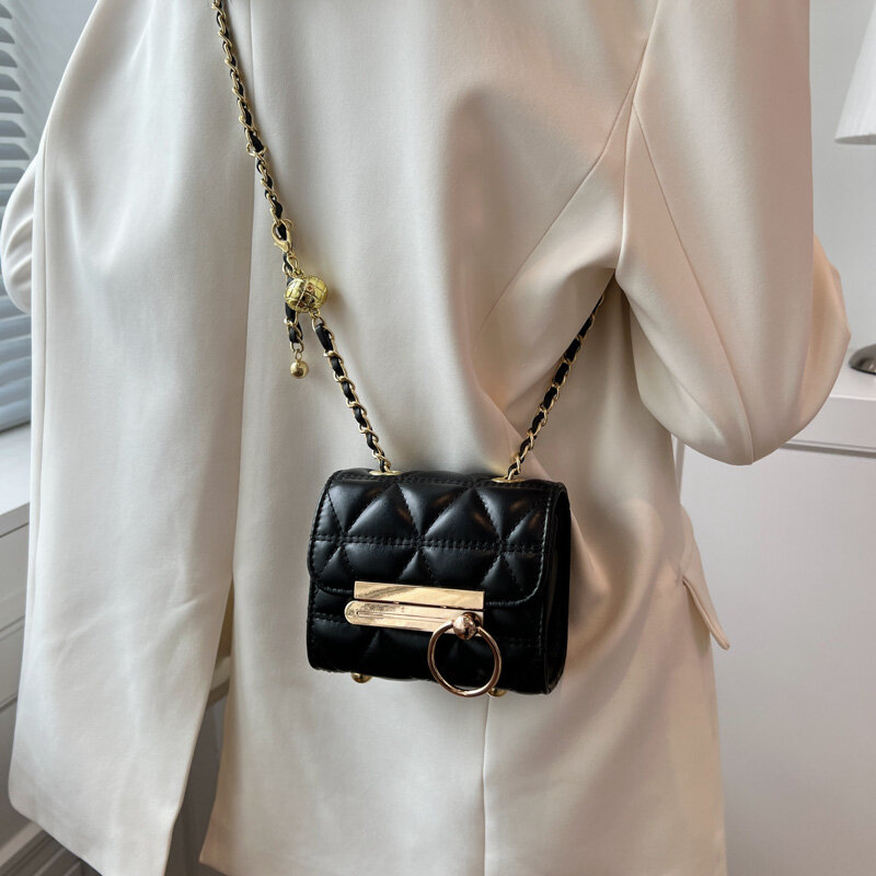 Saco de mensageiro vintage de luxo para mulheres, pequeno saco quadrado treliçado, designer de moda, bolsas de tendência, novo, 2023
