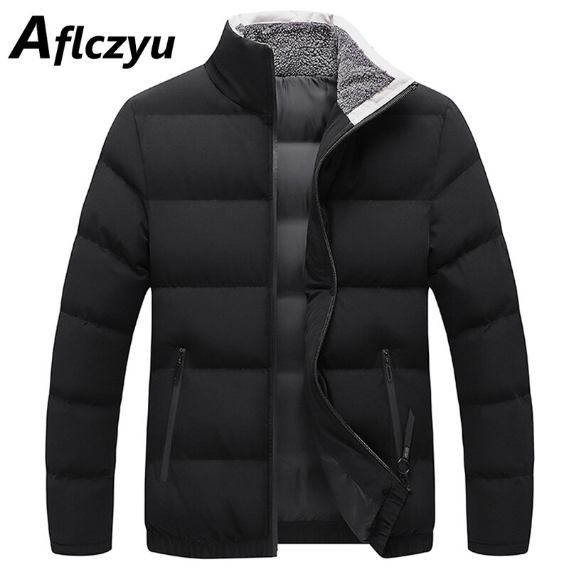 Padded Jacket Men Parkas Winter Thick Jacket Coat Fashion Casual Solid Color Parkas Male Stand Collar Jackets Outerwear