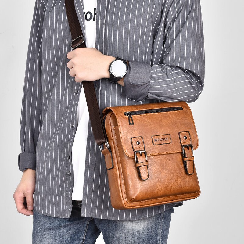 Męska torba modna torba na ramię dla męża 7.9 cala torba Crossbody wysokiej jakości torebka z PU skórzanej torebki o dużej pojemności