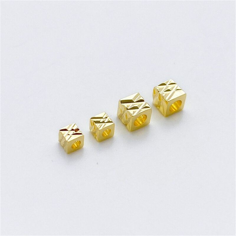 حبات مربعة منفصلة مطلية بالذهب 14 قيراط ، قطع زهور ، سوار ذاتي الصنع ، قلادة ، ملحقات مواد يدوية الصنع ، L200